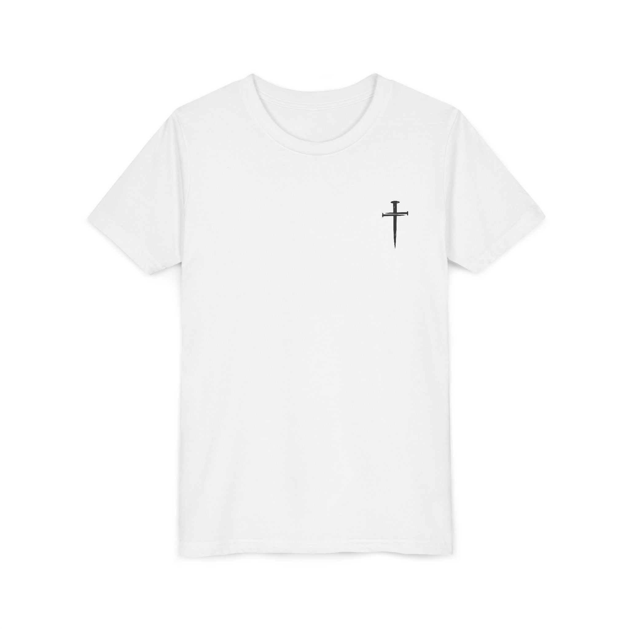 Back design - Youth Tee - "Jesus Has My Back" Cross Christian Graphic Shirt