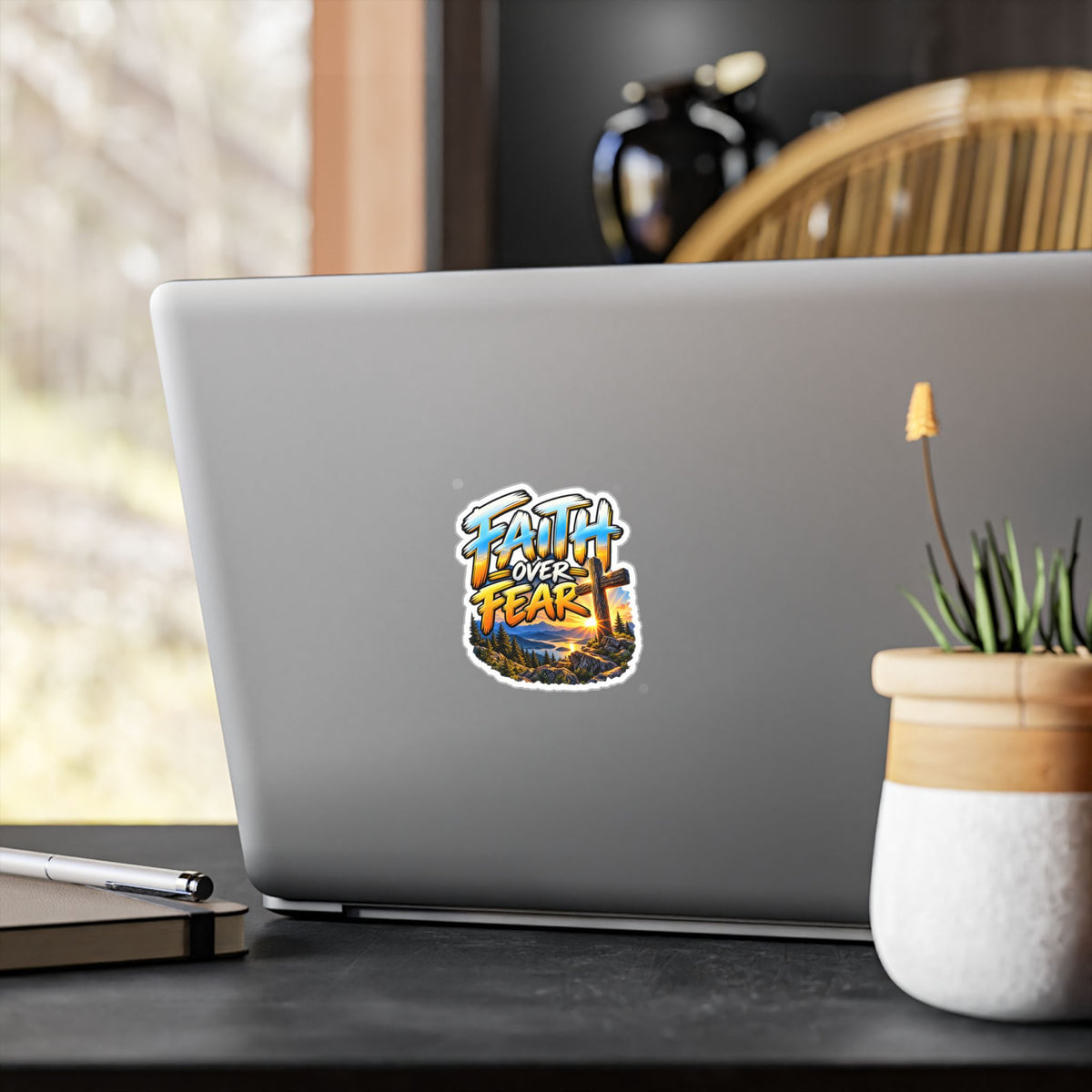 Faith Over Fear – Mountain Cross Christian Vinyl Sticker