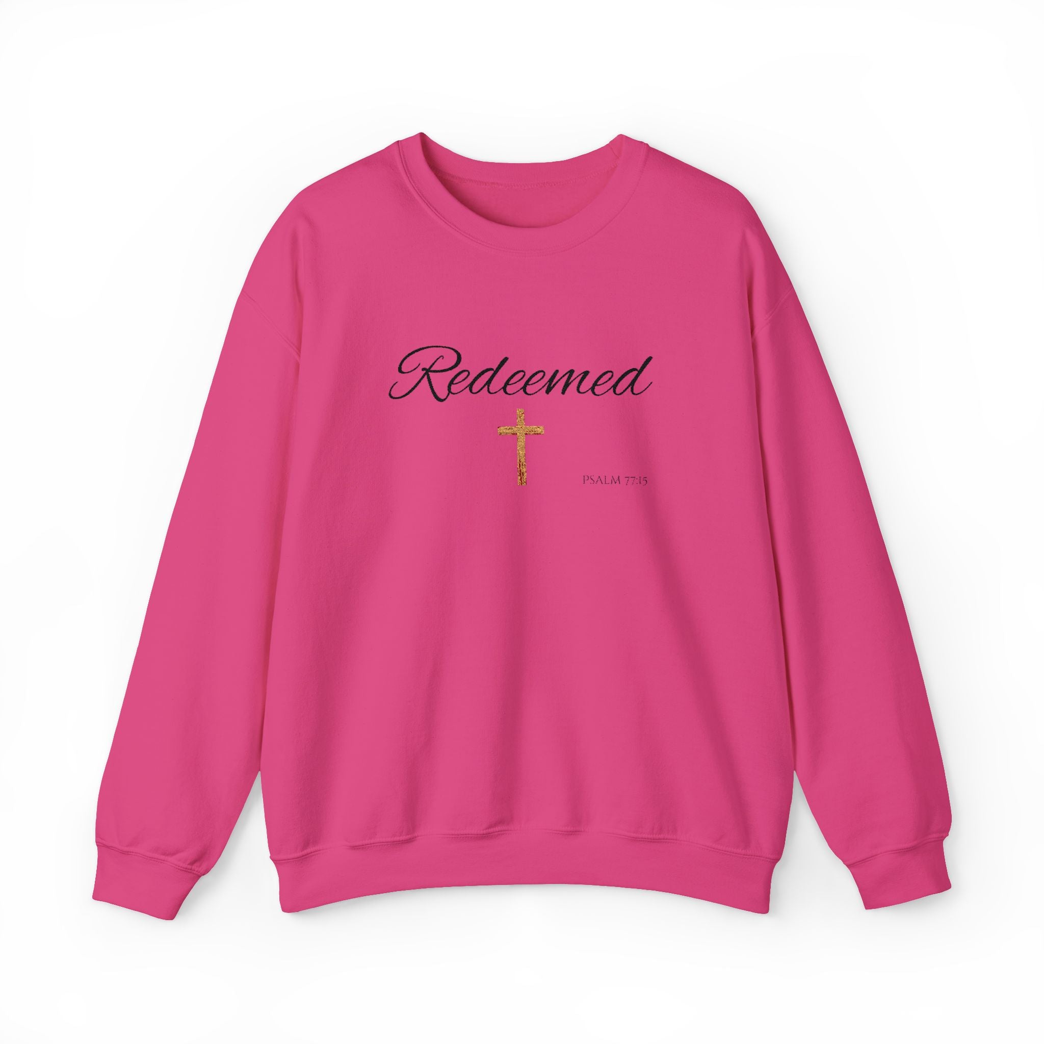 Embroidered Redeemed Psalm 77:15 Unisex Heavy Blend Crewneck Sweatshirt