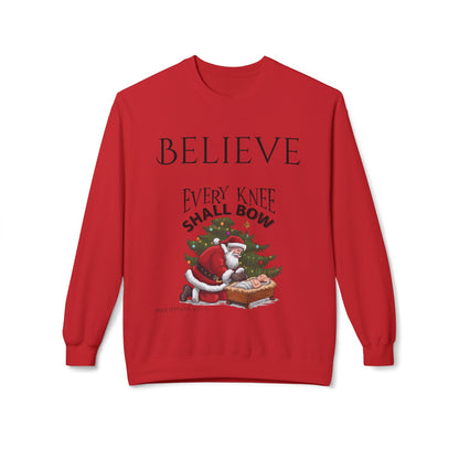 Believe Every Knee Shall Bow Christmas Sweatshirt - Christian Sweatshirts for Women Men - Christmas Sweatshirts for Christians  - Faith Christmas Sweatshirts