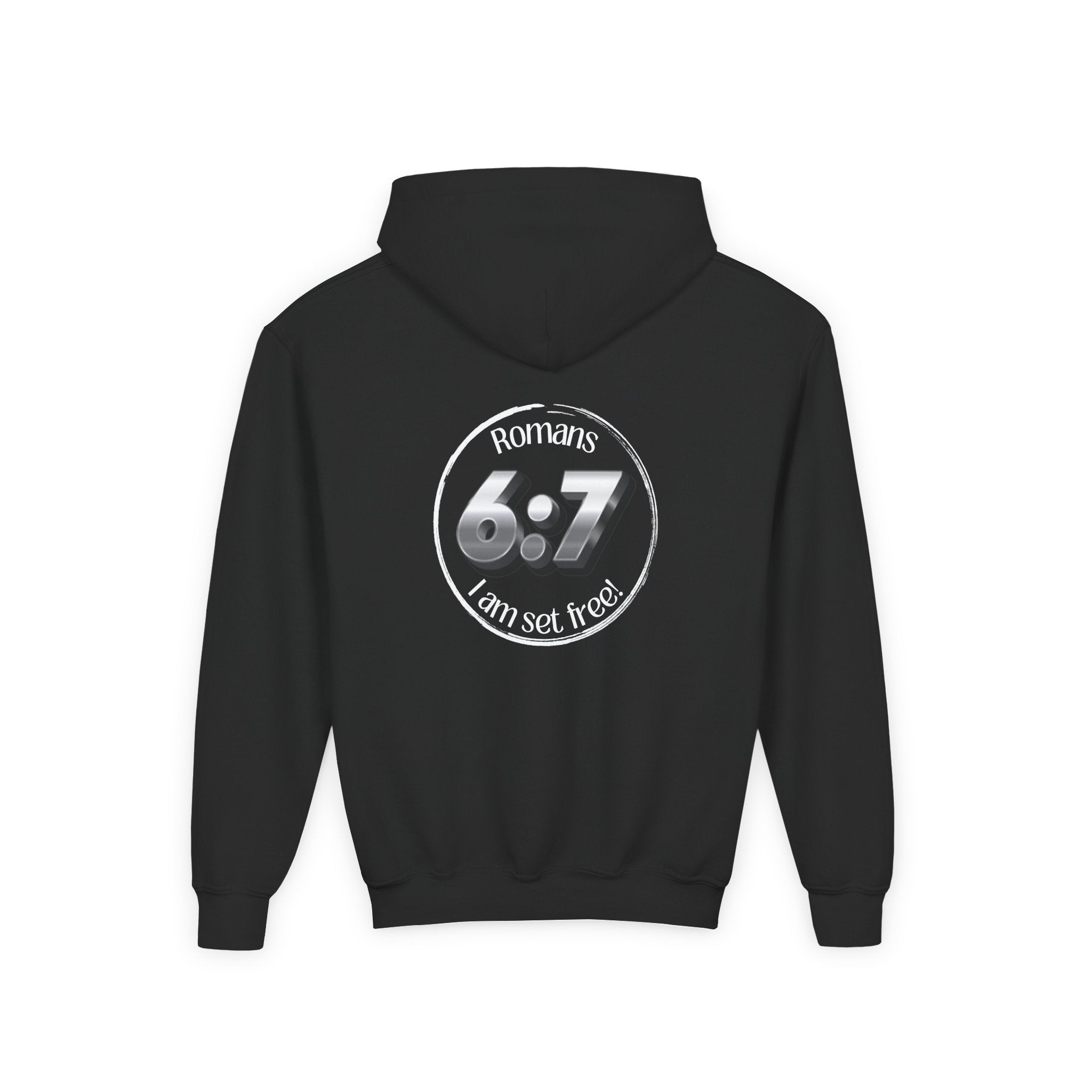 Youth Hoodie - Romans 6:7 'I Am Set Free' Christian Cross Sweatshirt Christian Hoodie for Boys