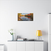 He Leads Me Beside Still Waters Matte Canvas Wall Art — Psalm 23:2 Autumn River Religious Decor
