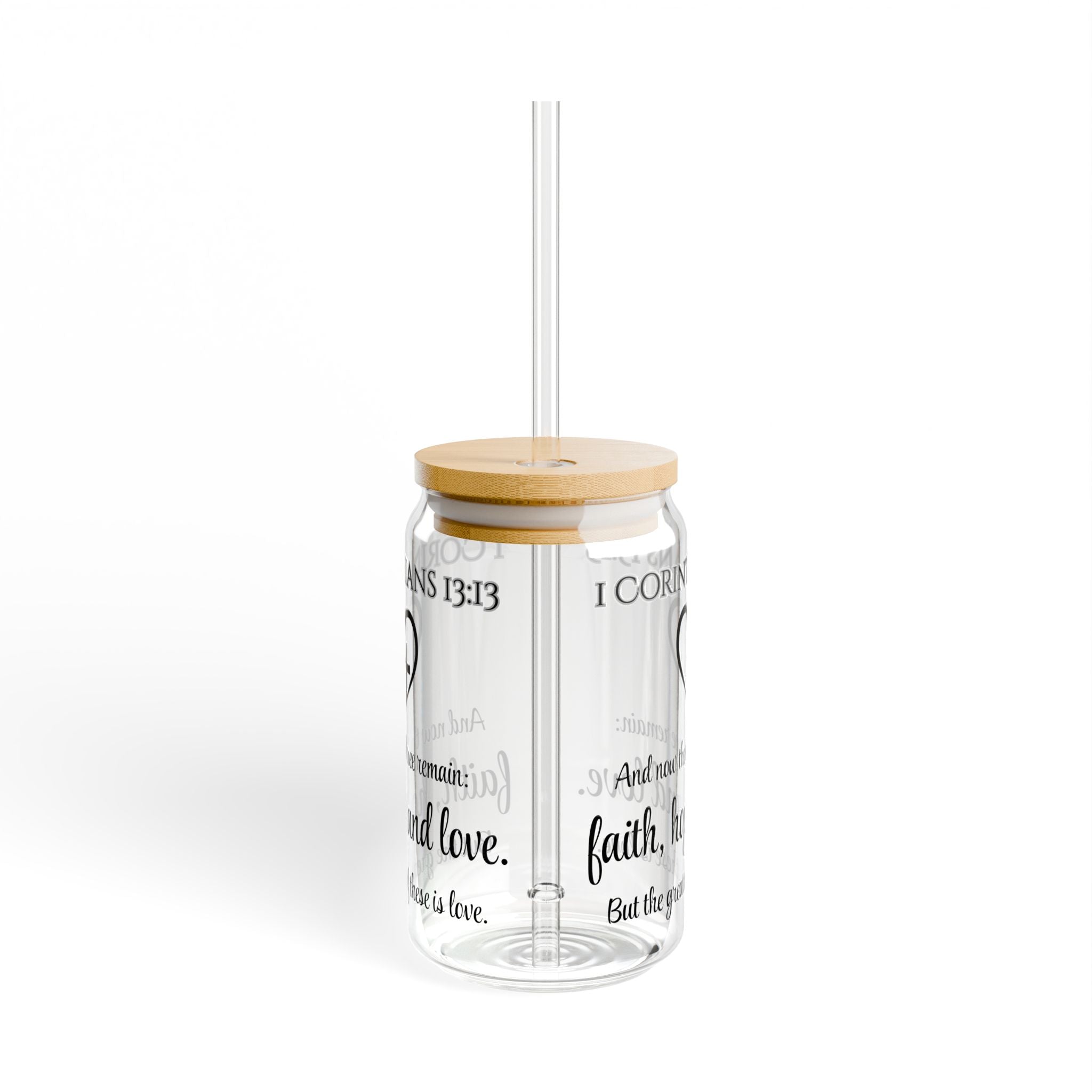 Faith Hope Love Sipper Glass, 16oz - Christian Gifts for Women Men - Faith Based Gifts
