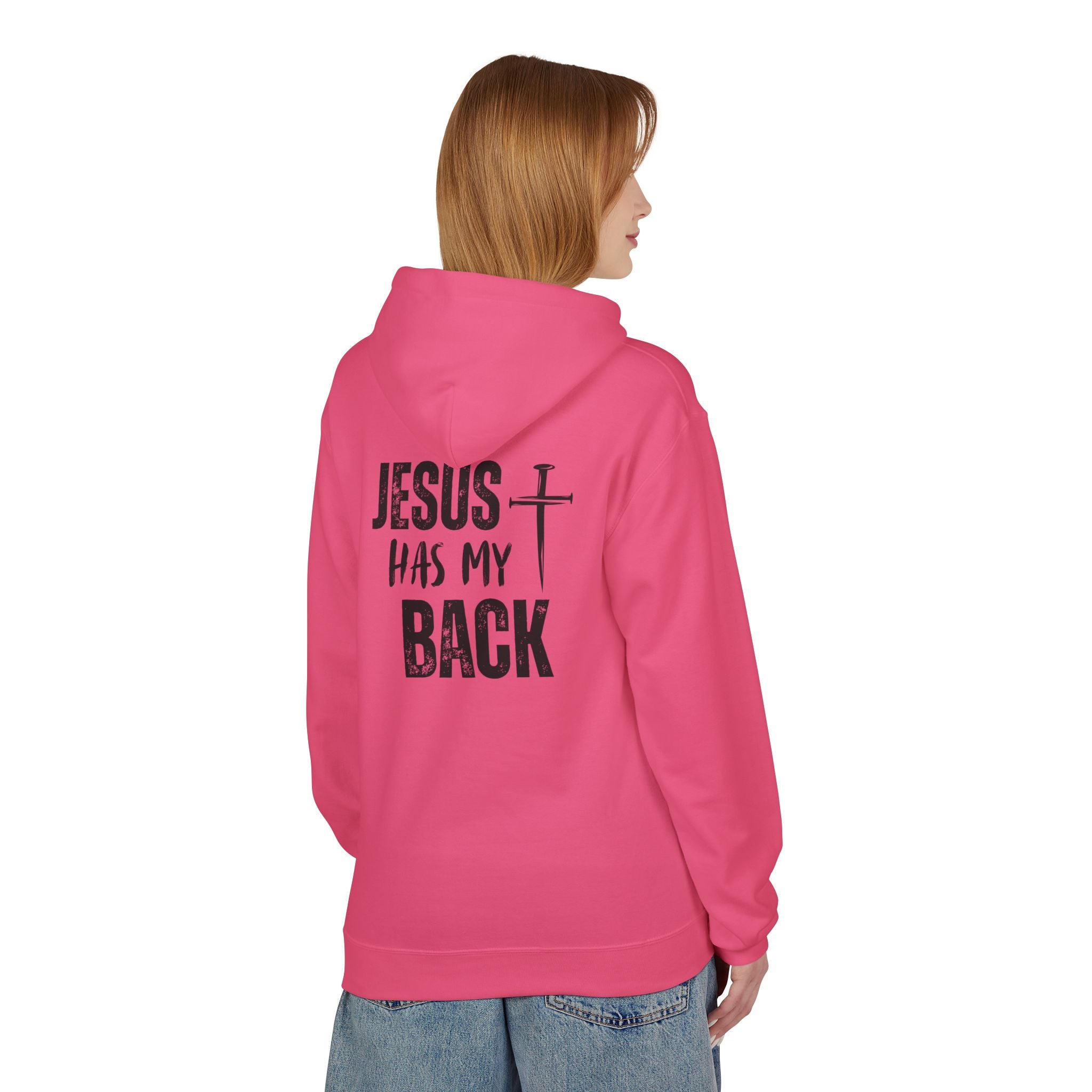 Jesus Has My Back Midweight Softstyle Fleece Hoodie