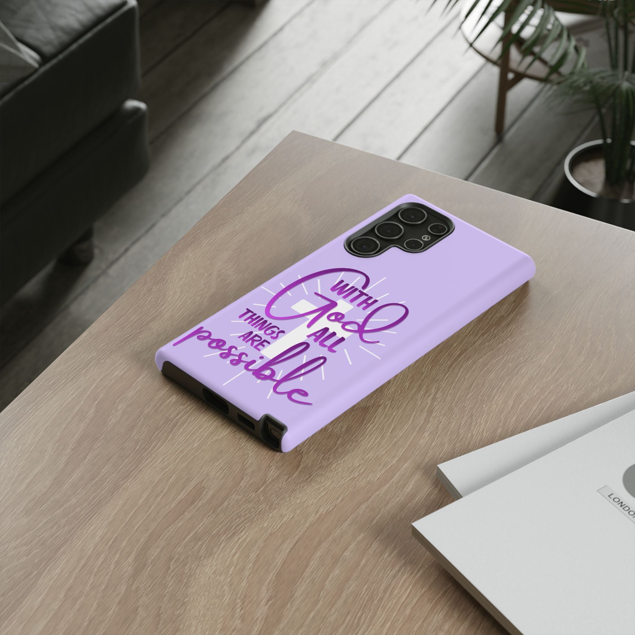 Samsung - "With God All Things Are Possible" Inspirational Purple Tough Case