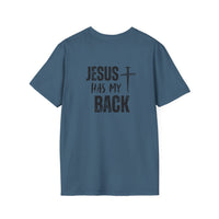 Back design - Jesus Has My Back T-Shirt — Christian Faith Cross Tee