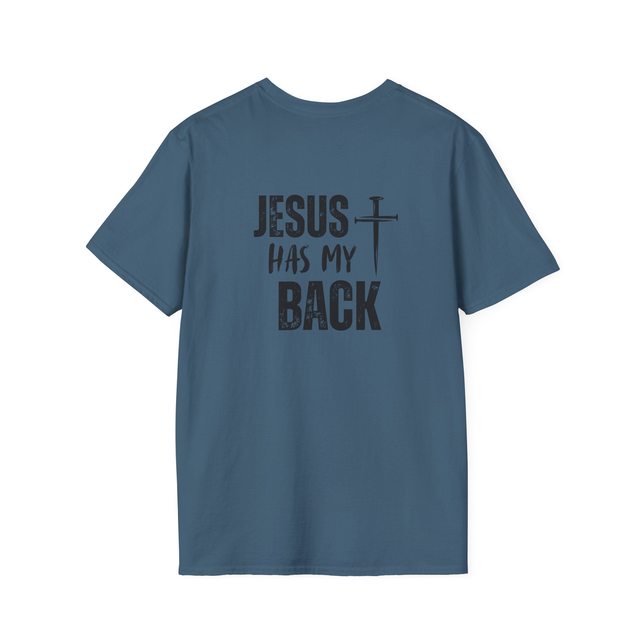 Back design - Jesus Has My Back T-Shirt — Christian Faith Cross Tee