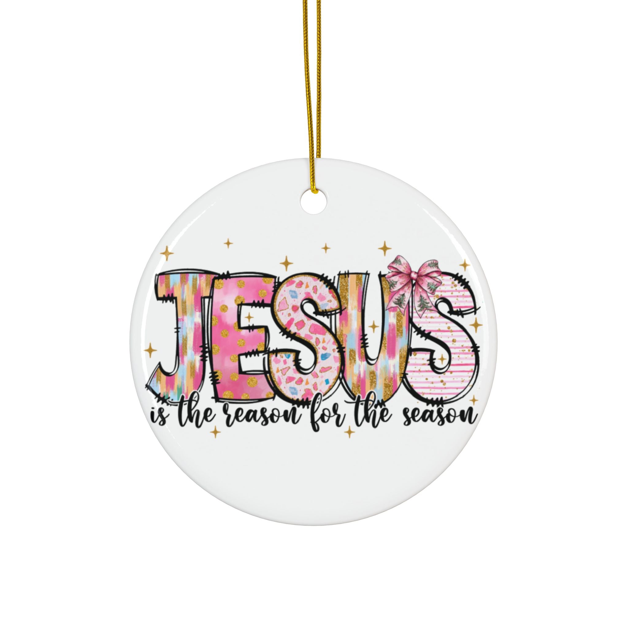 Ceramic Ornament — "Jesus Is The Reason For The Season" Nativity Christmas Tree Decoration