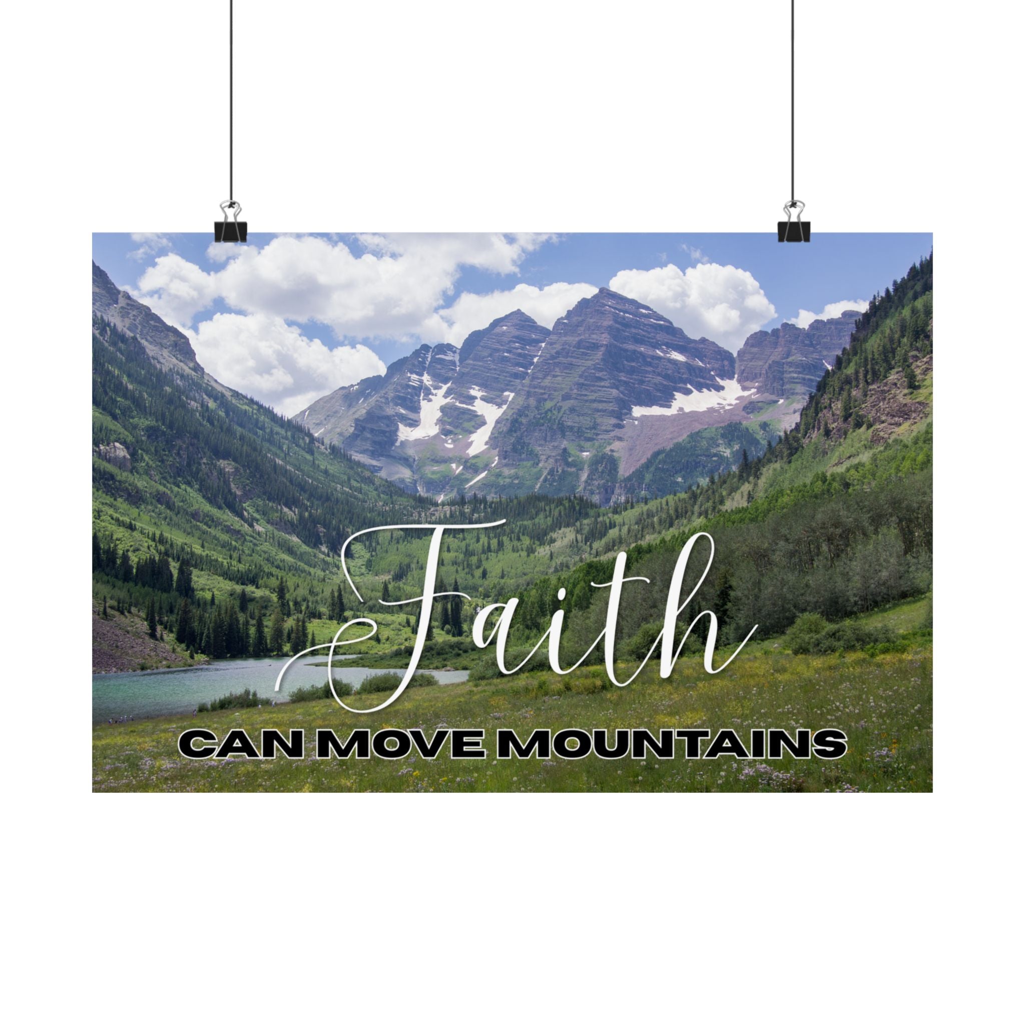 Faith Wall Art - Faith Can Move Mountains - Matte Poster - Christian Gifts for Women Men - Faith Based Gifts