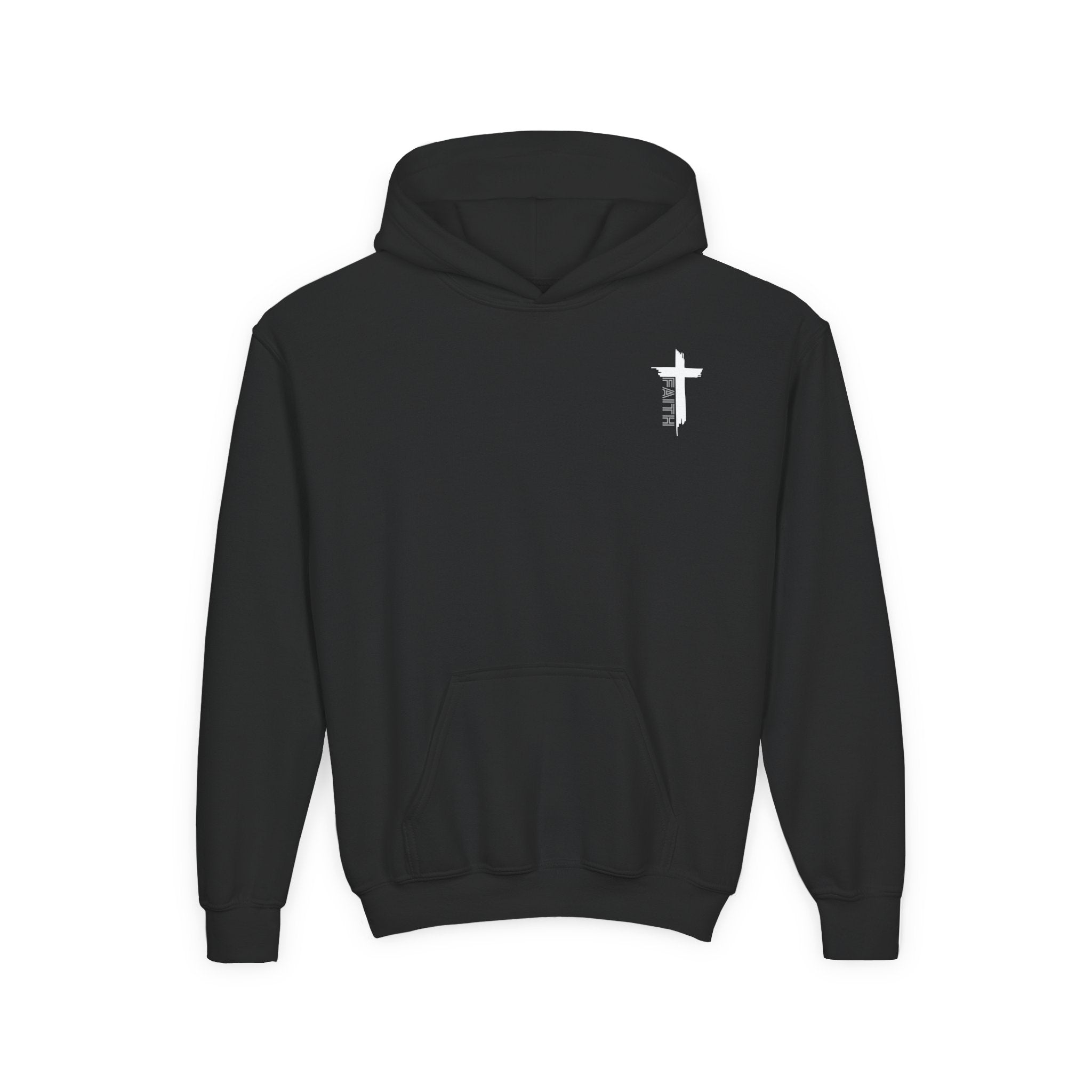 Youth Hoodie — "Strong & Courageous" Inspirational Christian Sweatshirt (Joshua 1:9)