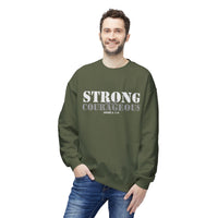 Strong & Courageous Crewneck Sweatshirt — Jeremiah 1:9 Inspirational Christian Pullover