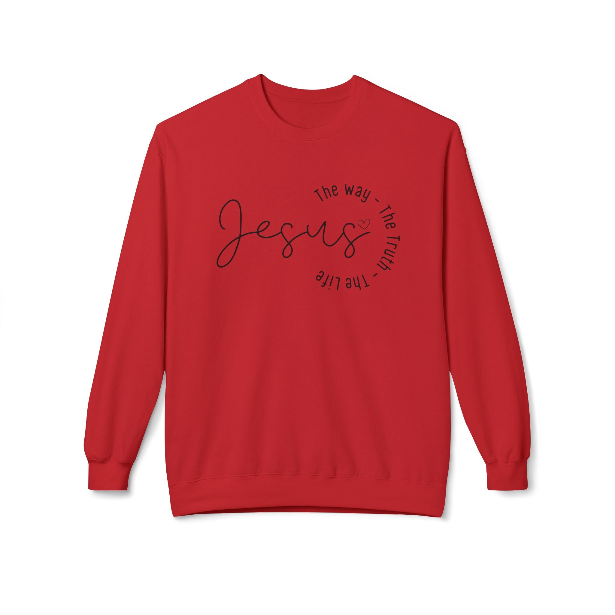 Jesus Circle Script Crewneck Sweatshirt — "Jesus: The Way, The Truth, The Life" Christian Pullover