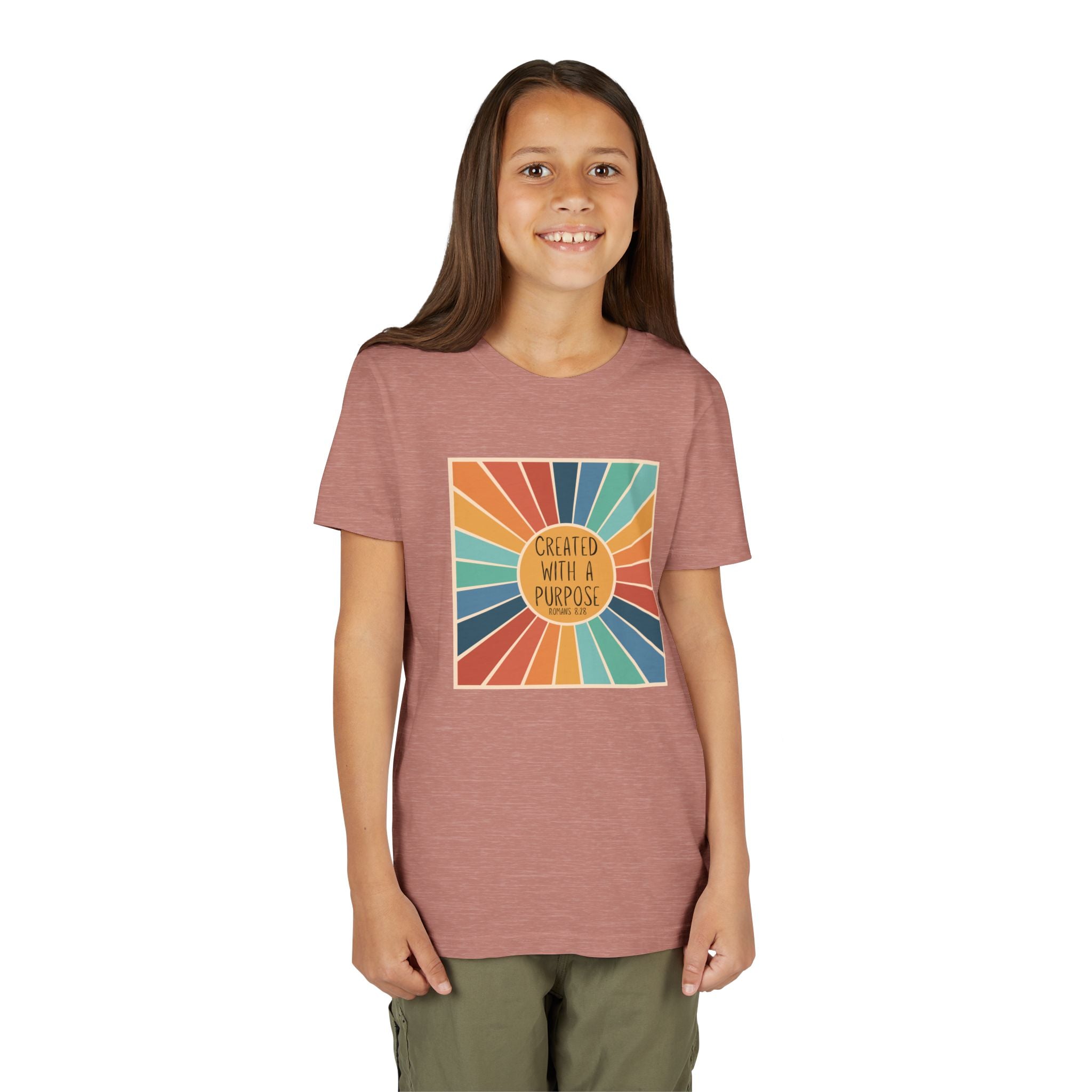 Youth Tee — 'Created With A Purpose' Retro Sunburst Kids T-Shirt