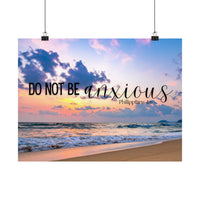 Do Not Be Anxious Beach Poster — Inspirational Philippians 4:6 Matte Horizontal Wall Art