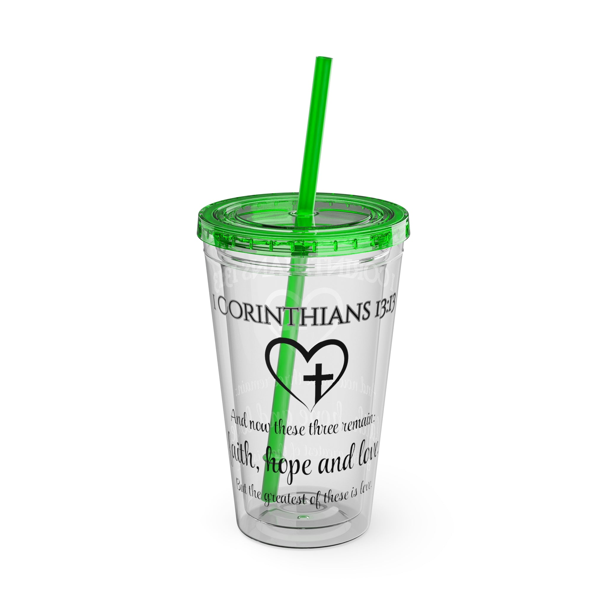 Faith Hope Love Water Tumbler - Christian Gifts for Women Men - Faith Based Gifts