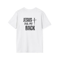 Back design - Jesus Has My Back T-Shirt — Christian Faith Cross Tee