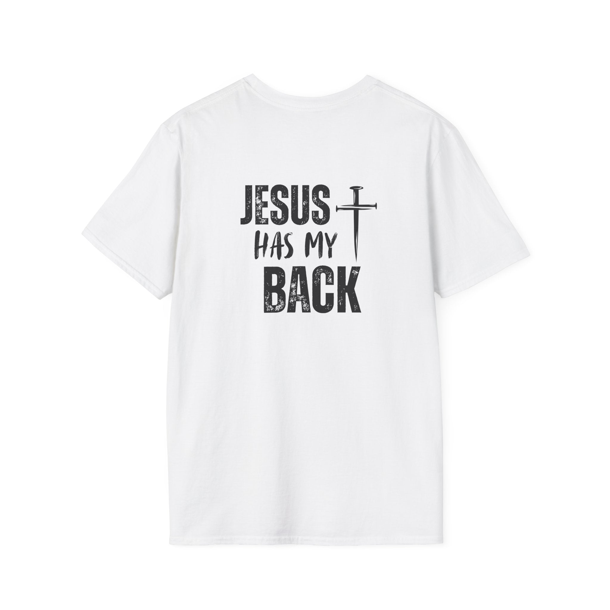 Back design - Jesus Has My Back T-Shirt — Christian Faith Cross Tee