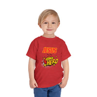 Toddler Tee - "Jesus Is My Superhero" Comic-Style Christian Shirt