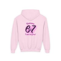 Youth Hoodie — 'Romans 6:7 I Am Set Free' Christian Faith Pullover