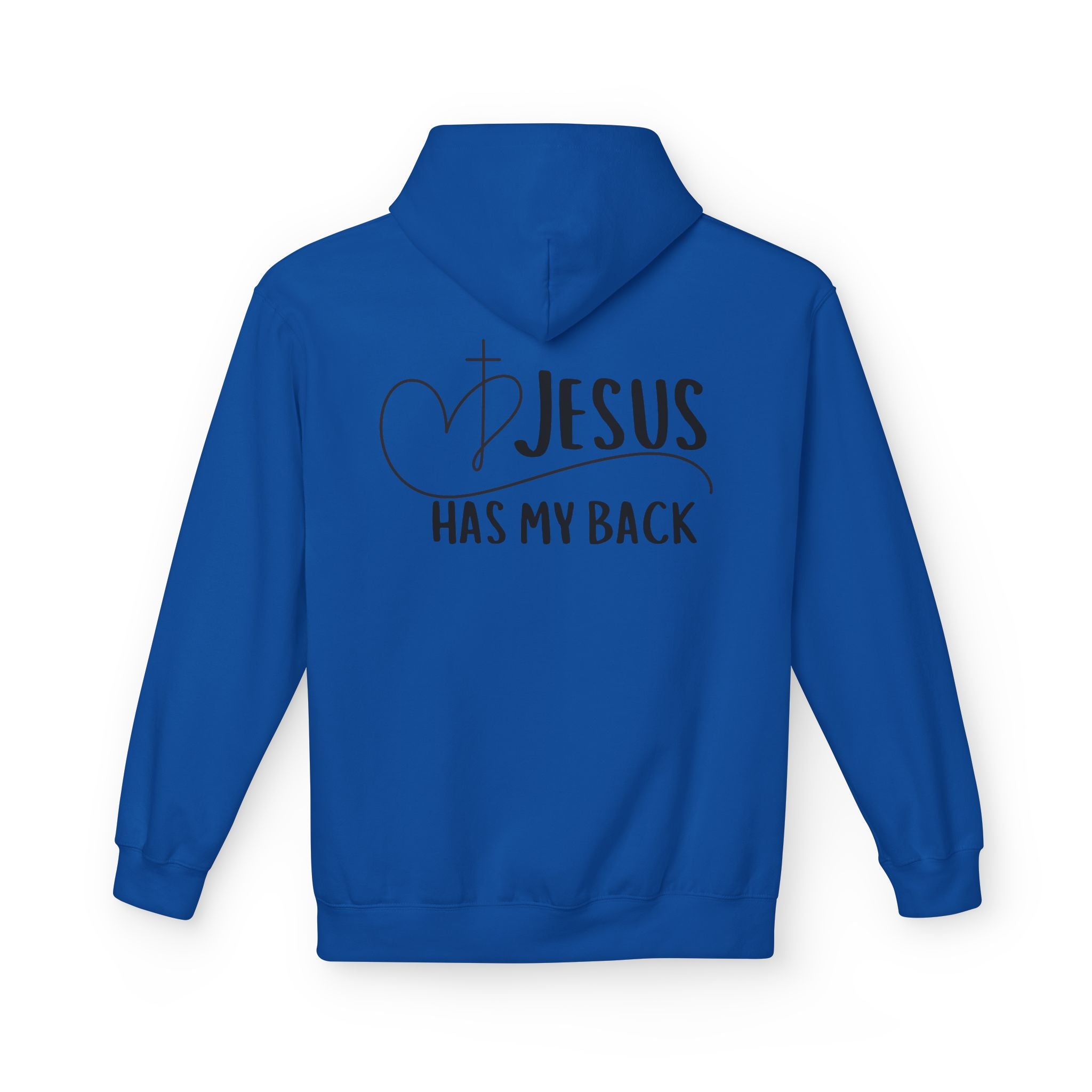 Jesus Has My Back Fleece Hoodie, Cozy Unisex Sweatshirt, Faith-Based Apparel, Perfect Gift for Christians