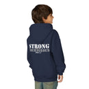 Youth Hoodie — "Strong & Courageous" Inspirational Christian Sweatshirt (Joshua 1:9)