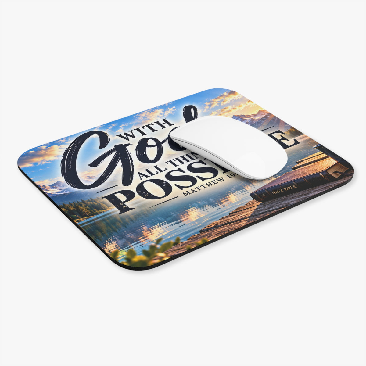 Inspirational 'With God All Things Are Possible' Mouse Pad