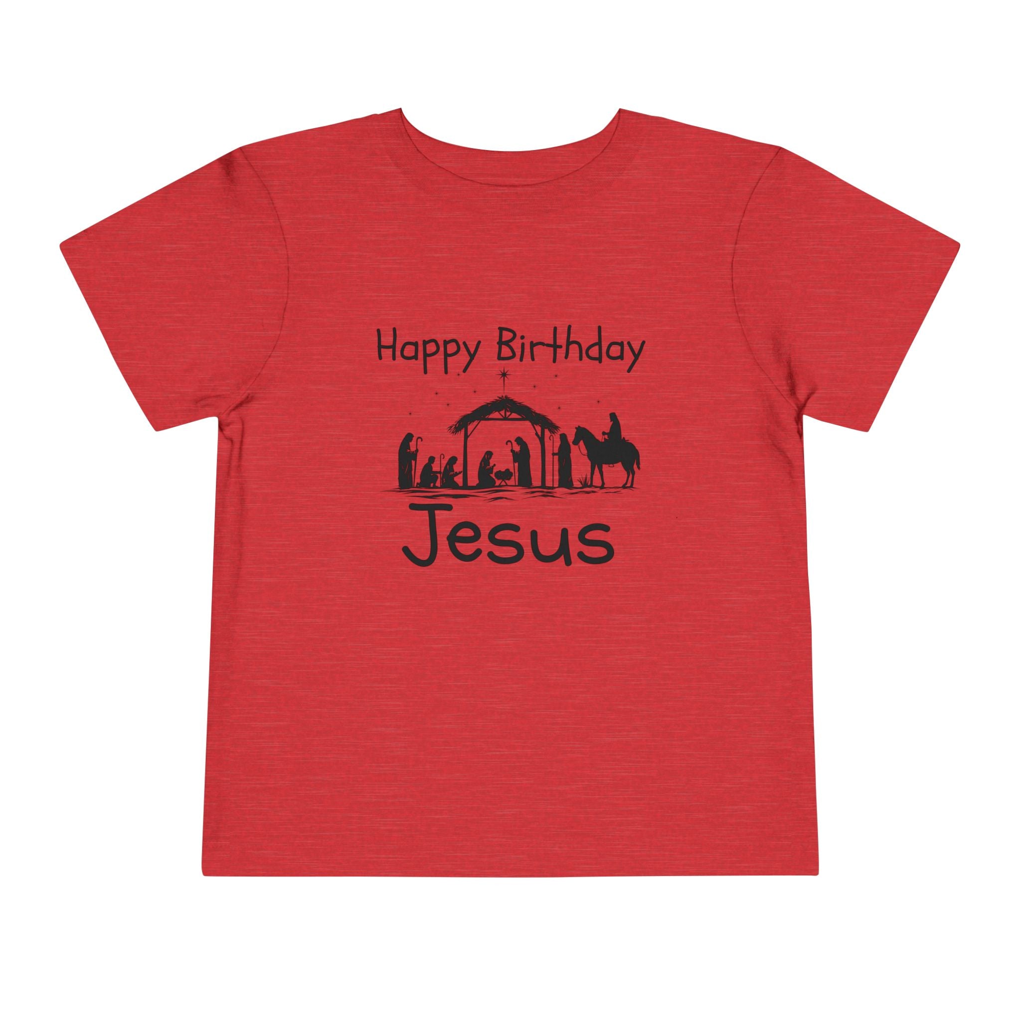 Happy Birthday Jesus Christian Christmas Shirt for Toddlers Short Sleeve Tee Christian Toddler Christmas Shirt