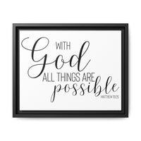 Matte Canvas Framed Print — "With God All Things Are Possible" Inspirational Wall Art