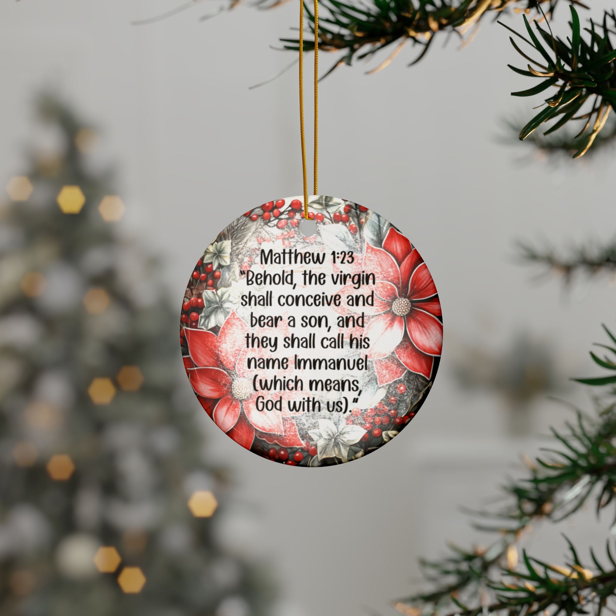 Ceramic Ornament — "They Shall Call His Name Emmanuel" Nativity Christmas Tree Decoration