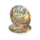 Walk by Faith – Forest Path Christian Car Coaster