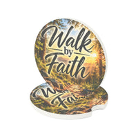 Walk by Faith – Forest Path Christian Car Coaster