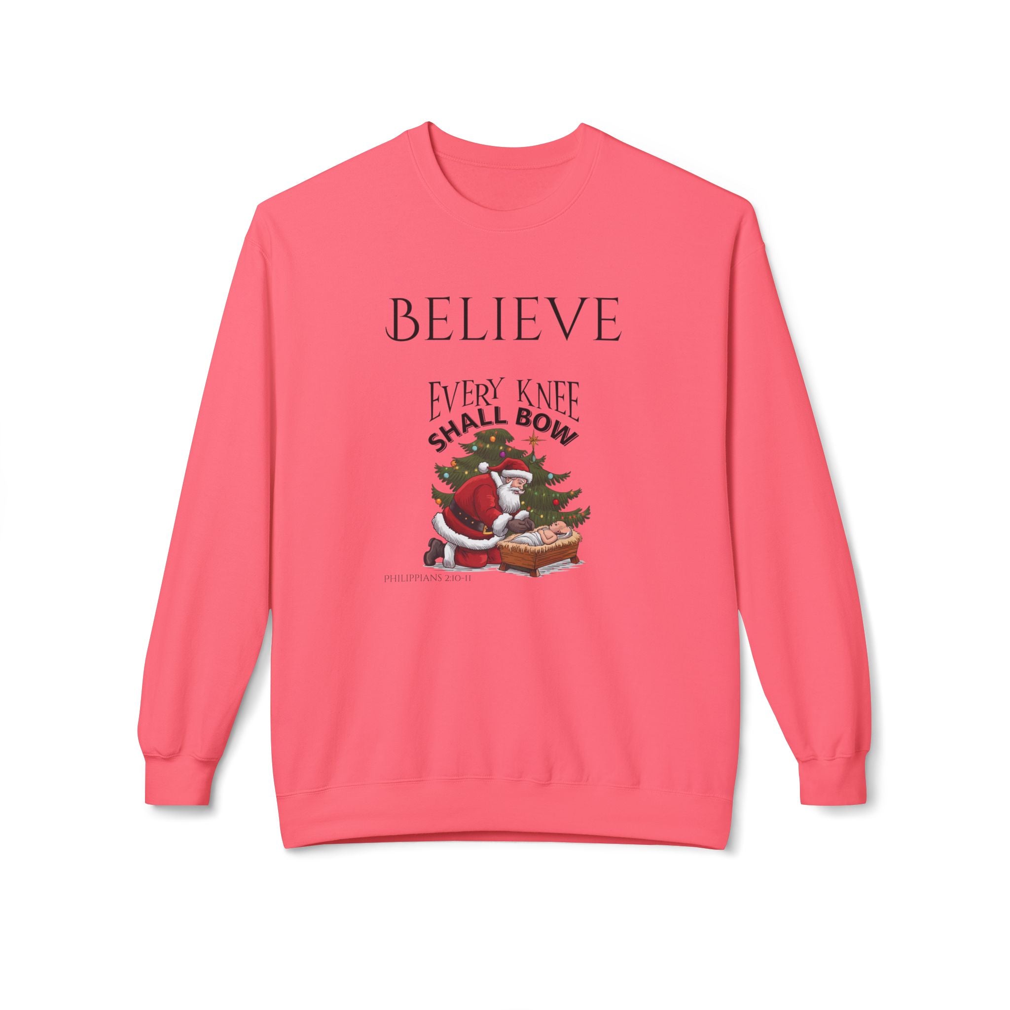 Believe Every Knee Shall Bow Christmas Sweatshirt - Christian Sweatshirts for Women Men - Christmas Sweatshirts for Christians  - Faith Christmas Sweatshirts