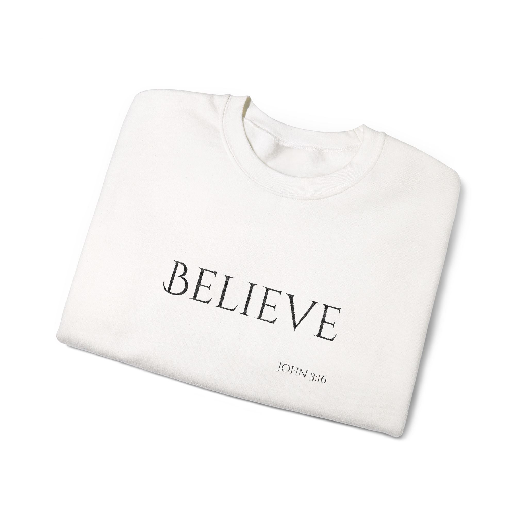 Embroidered Believe John 3:16 Unisex Heavy Blend Crewneck Sweatshirt