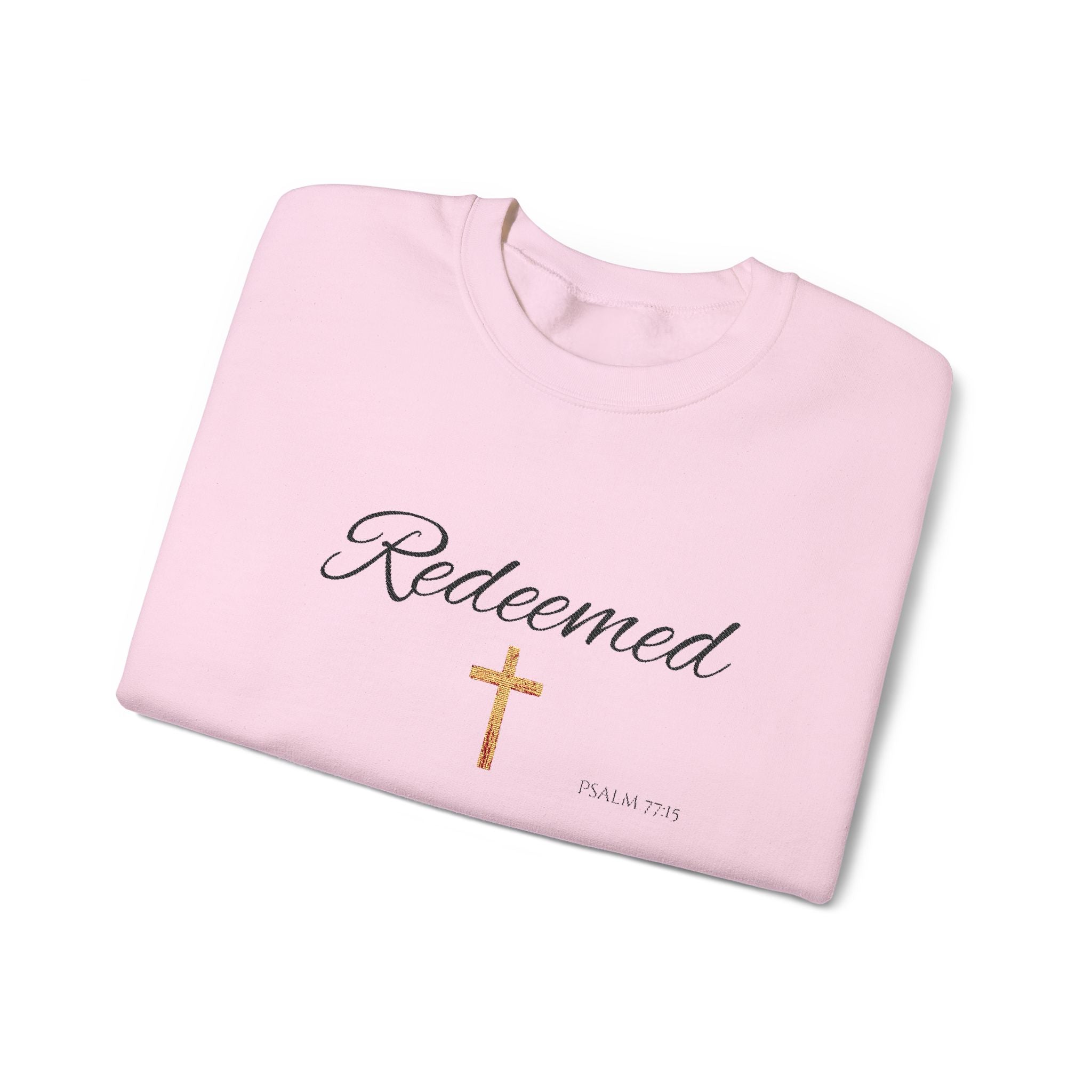 Embroidered Redeemed Psalm 77:15 Unisex Heavy Blend Crewneck Sweatshirt