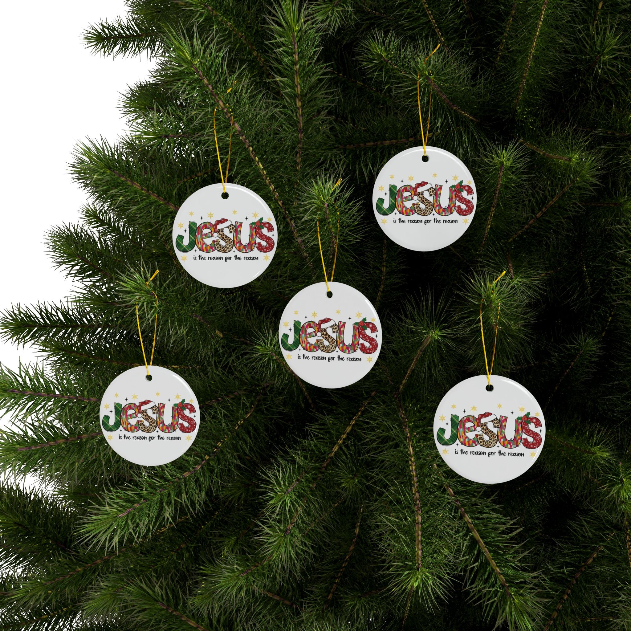 Ceramic Ornament — "Jesus Is The Reason For The Season" Nativity Christmas Tree Decoration