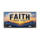 Faith Over Fear Christian Vanity Plate – Sunrise Mountains