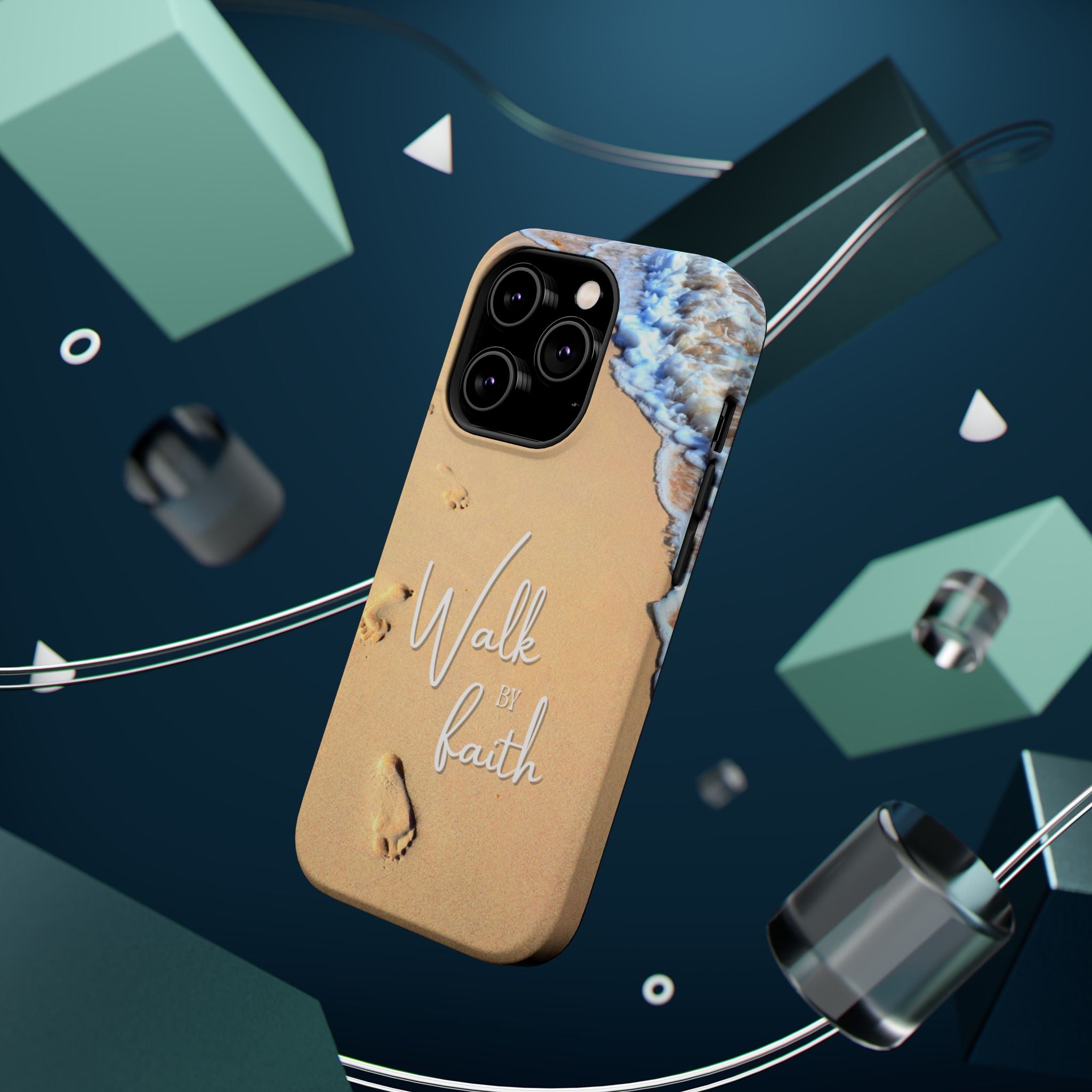 iPhone Inspirational Magnetic Phone Case, Unique Phone Accessories, Faith-Based Gifts, Coastal Vibes, Walk by Faith Design