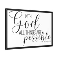 Matte Canvas Framed Print — "With God All Things Are Possible" Inspirational Wall Art