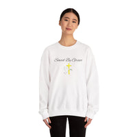 Embroidered Saved By Grace Ephesians 2:8-9 Unisex Heavy Blend Crewneck Sweatshirt