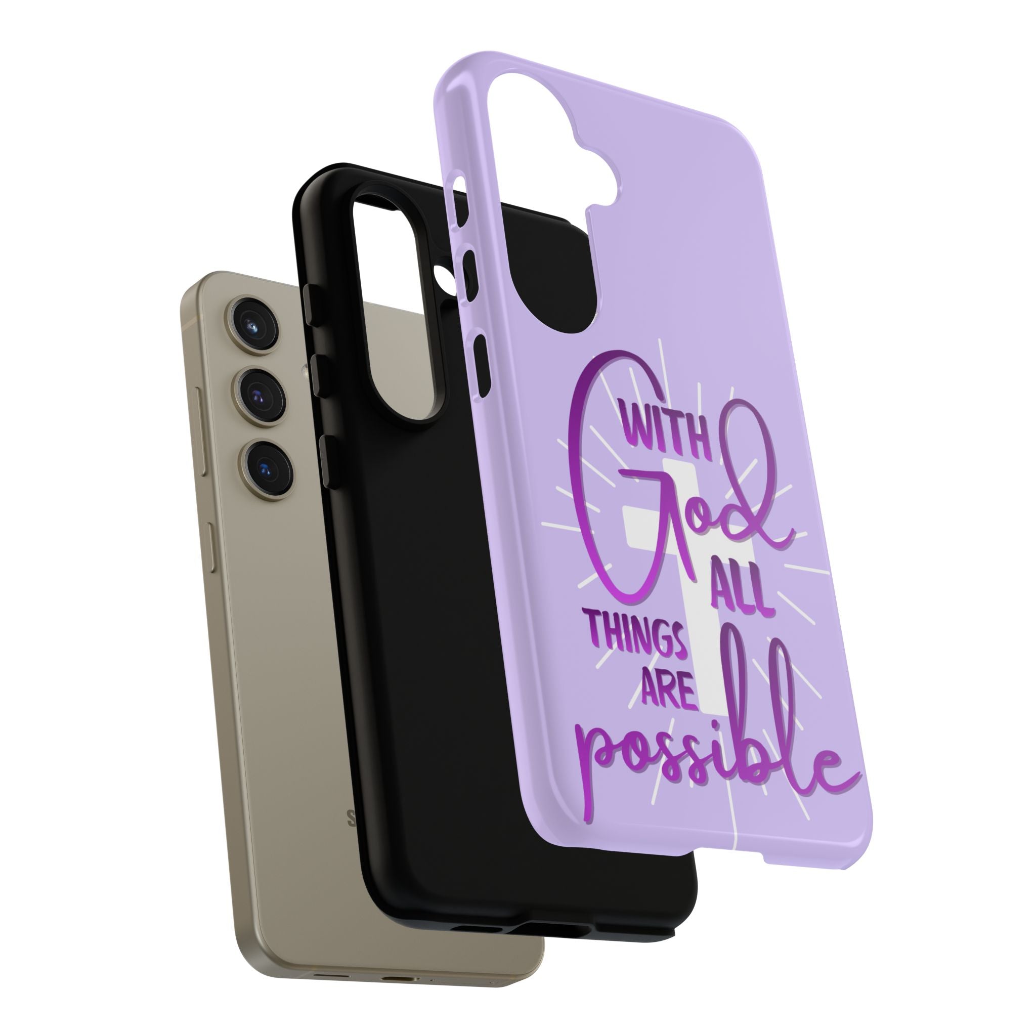 Samsung - "With God All Things Are Possible" Inspirational Purple Tough Case