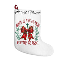 Personalized "Jesus Is The Reason for the Season" Christmas Stocking – Custom Name Holiday Stocking (e.g., Sarah)