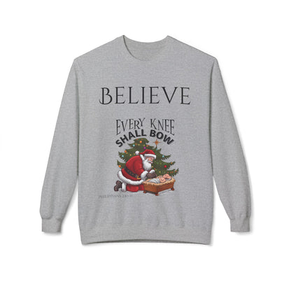 Believe Every Knee Shall Bow Christmas Sweatshirt - Christian Sweatshirts for Women Men - Christmas Sweatshirts for Christians  - Faith Christmas Sweatshirts