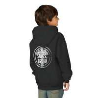 Back design Youth Hoodie - "Jesus Saves, Bruh!" Cross Christian Pullover