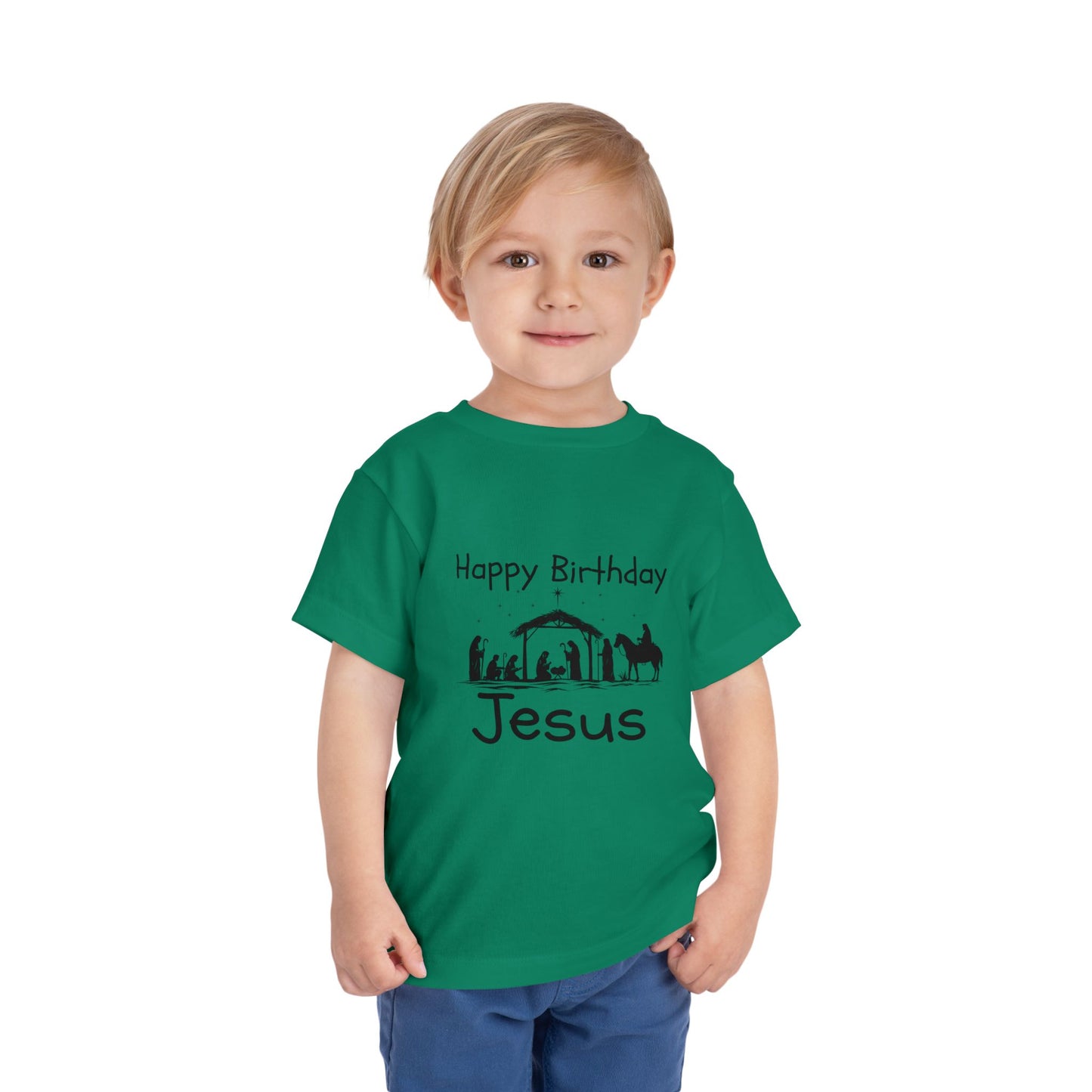 Happy Birthday Jesus Christian Christmas Shirt for Toddlers Short Sleeve Tee Christian Toddler Christmas Shirt