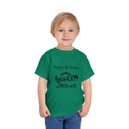 Happy Birthday Jesus Christian Christmas Shirt for Toddlers Short Sleeve Tee Christian Toddler Christmas Shirt