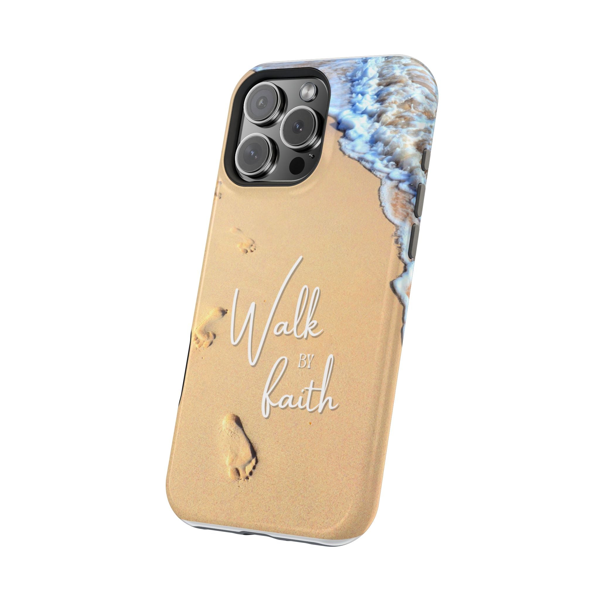 iPhone Inspirational Magnetic Phone Case, Unique Phone Accessories, Faith-Based Gifts, Coastal Vibes, Walk by Faith Design