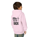 Youth Hoodie - "Jesus Has My Back" Cross Faith Graphic