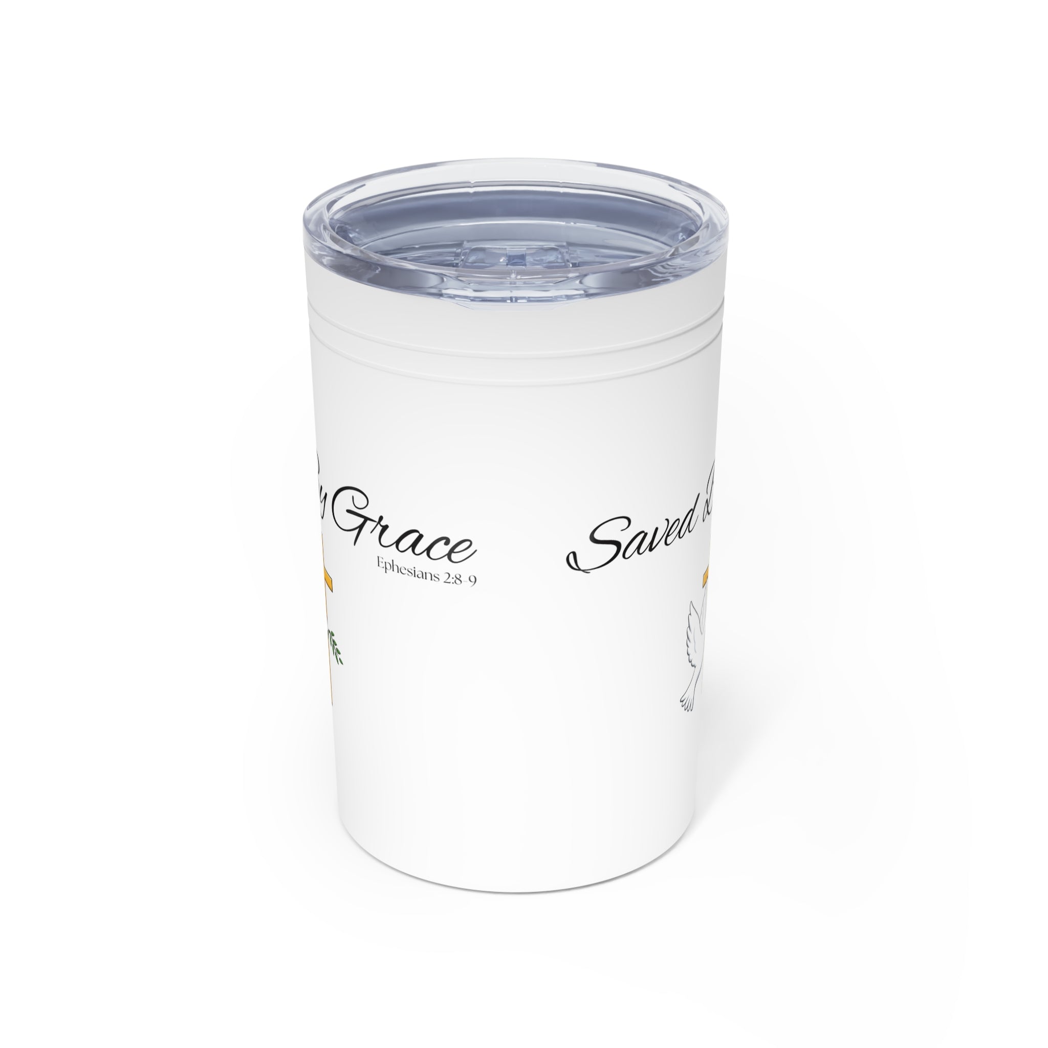 Saved By Grace Vacuum Insulated Tumbler | 11oz Travel Mug | Christian Gifts for Women Men | Faith Based Gifts