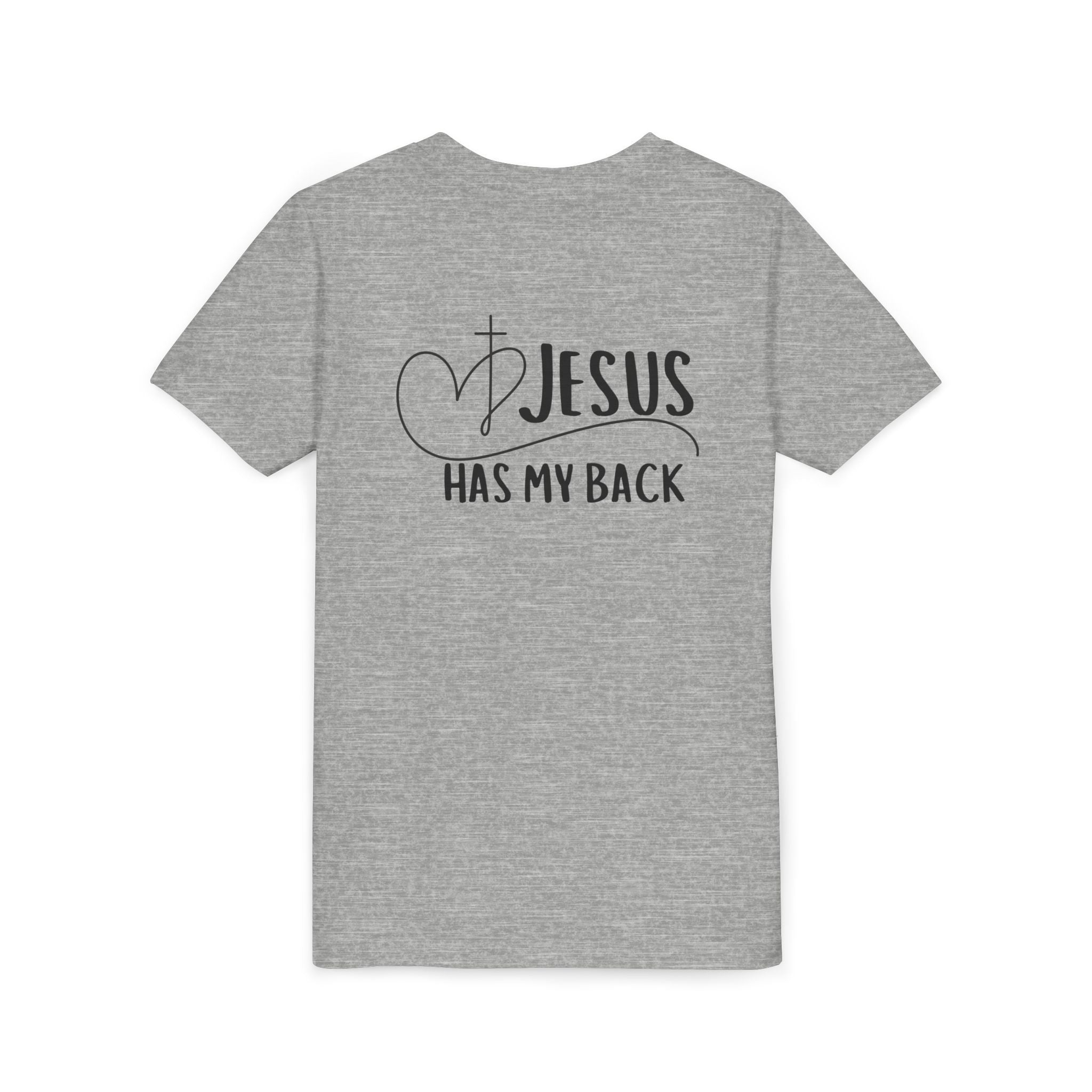 Back design - Youth Tee - "Jesus Has My Back" Christian Faith Shirt