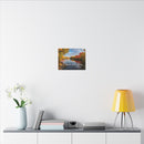 He Leads Me Beside Still Waters Matte Canvas Wall Art — Psalm 23:2 Autumn River Religious Decor
